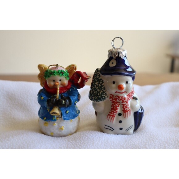 Polish Pottery Andy Decorated Snowman Christmas Tree Ornament Plus 3 Snowmen - Picture 11 of 11